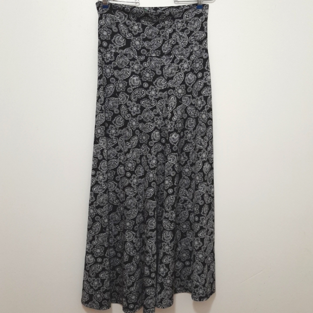 LuLaRoe Womens Maxi Floral Flowing Black Skirt, Size Small